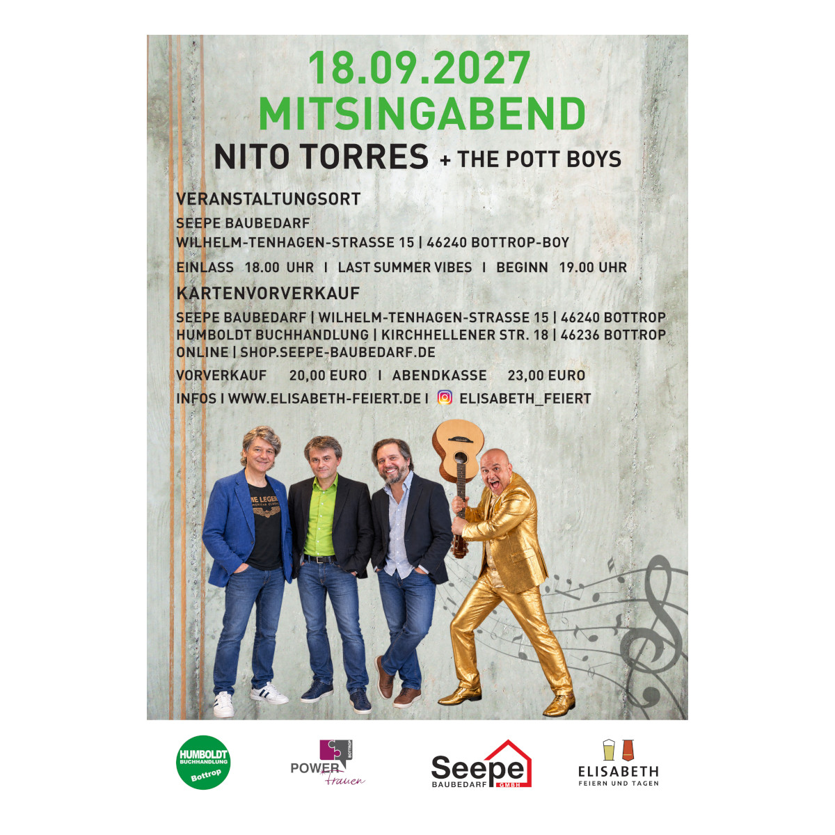 Nr. 02 // 18.09.2027 Eintrittskarte "Mitsingabend" Nito Torres + The Pott Boys 