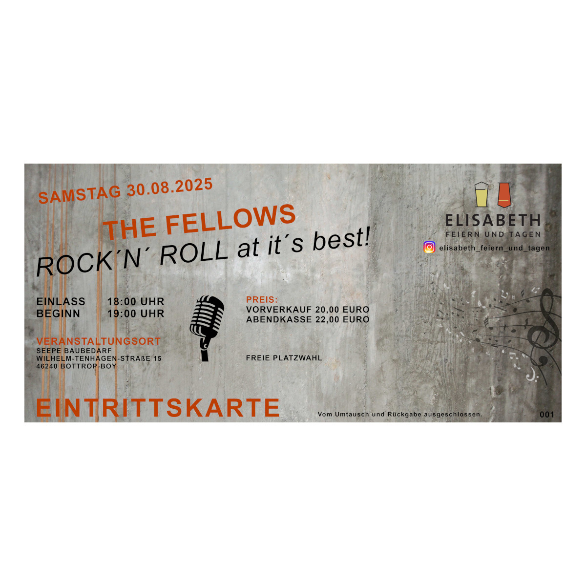 Nr. 03 - 30.08.2025 Eintrittskarte "The Fellows - Rock´n´Roll at it´s best!"