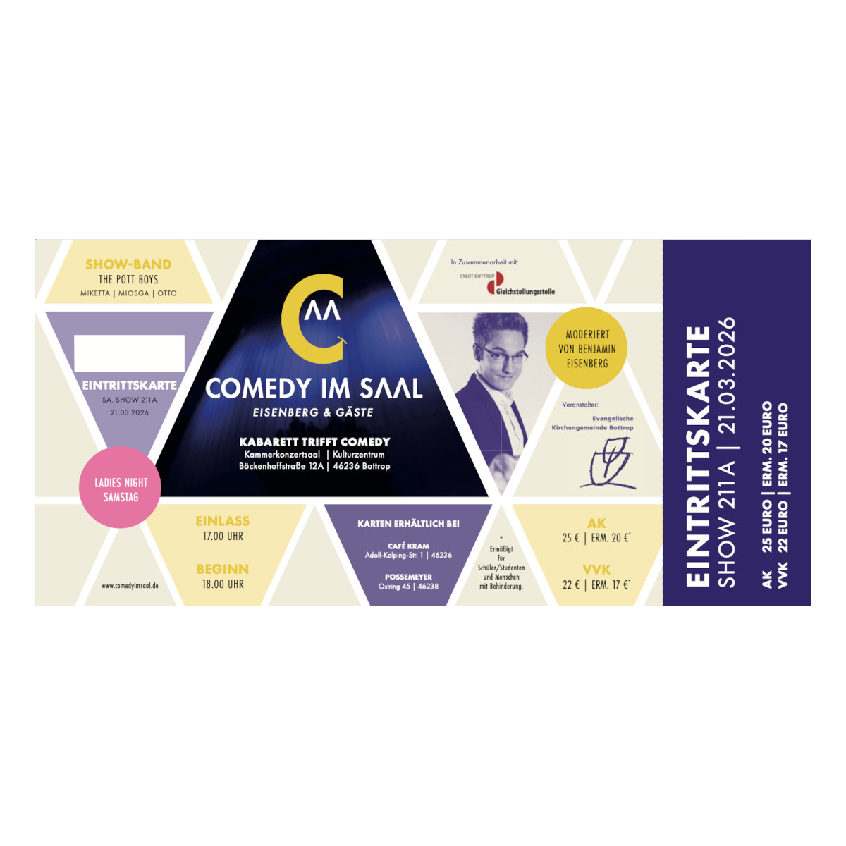 Nr. 211A // 21.03.2026 Eintrittskarte "Comedy im Saal" - Ladies Night