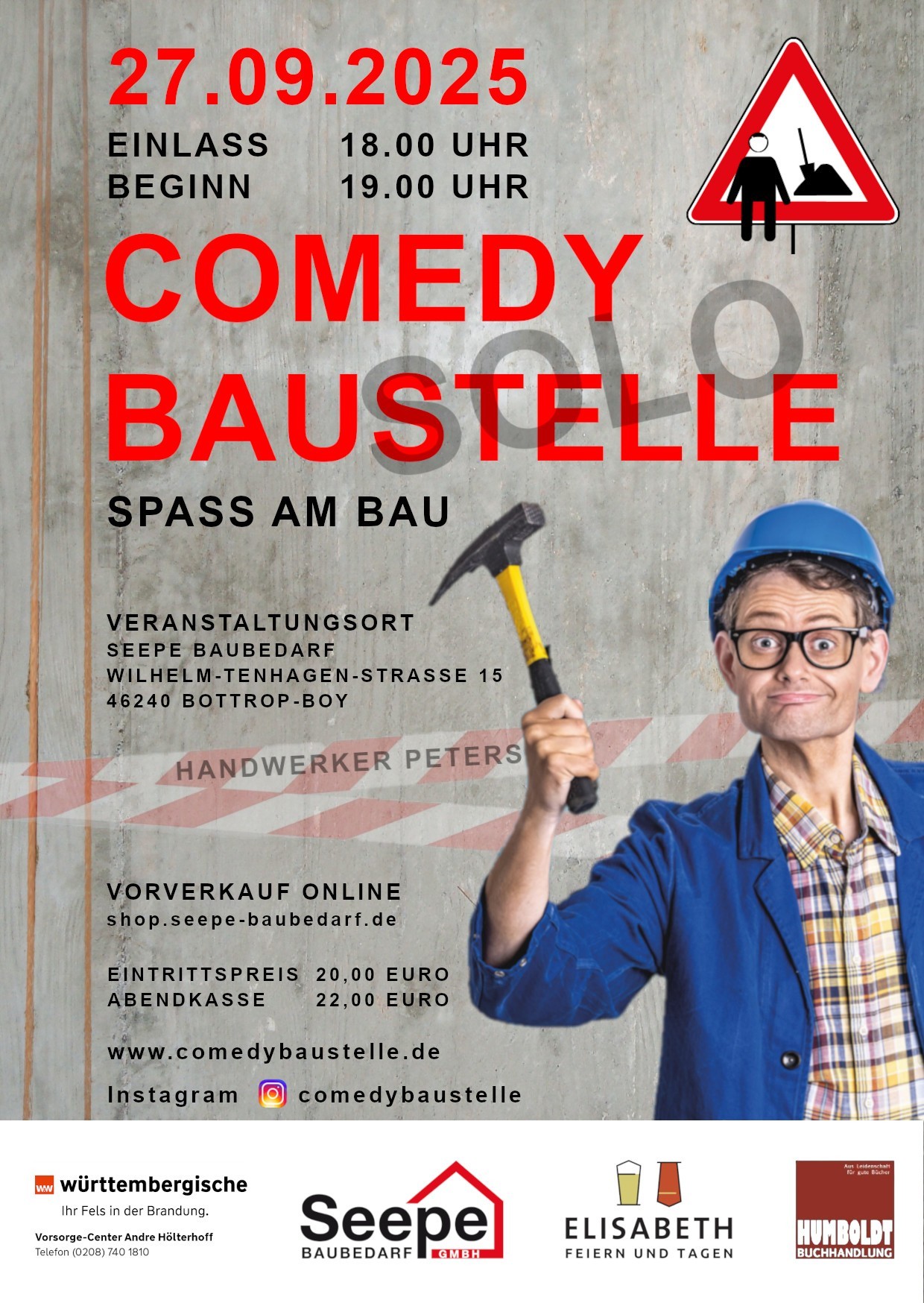 27.09.2025 Eintrittskarte "Comedybaustelle Solo"